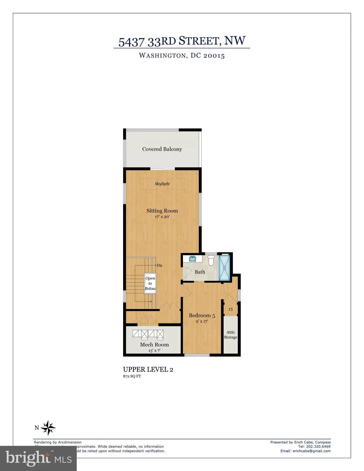 Upper level two floor plan with sitting room and bedroom five