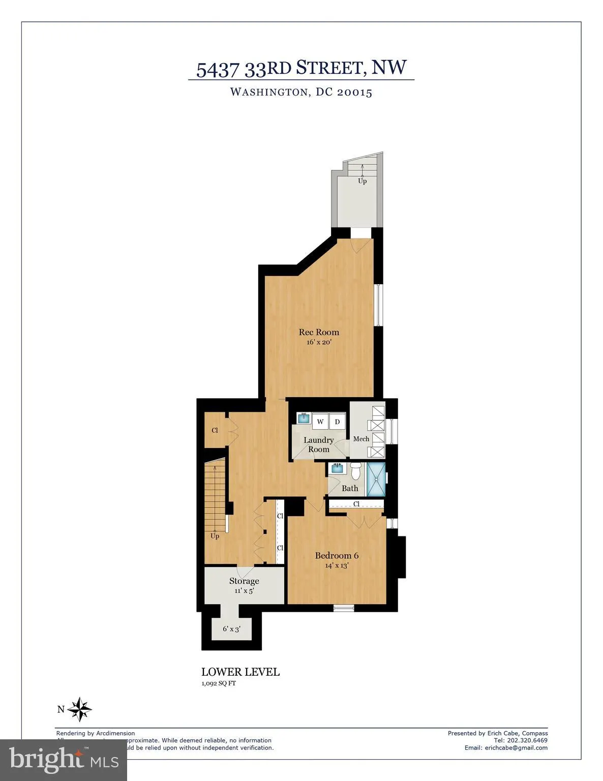 Lower level floor plan with rec room, bedroom six, and storage
