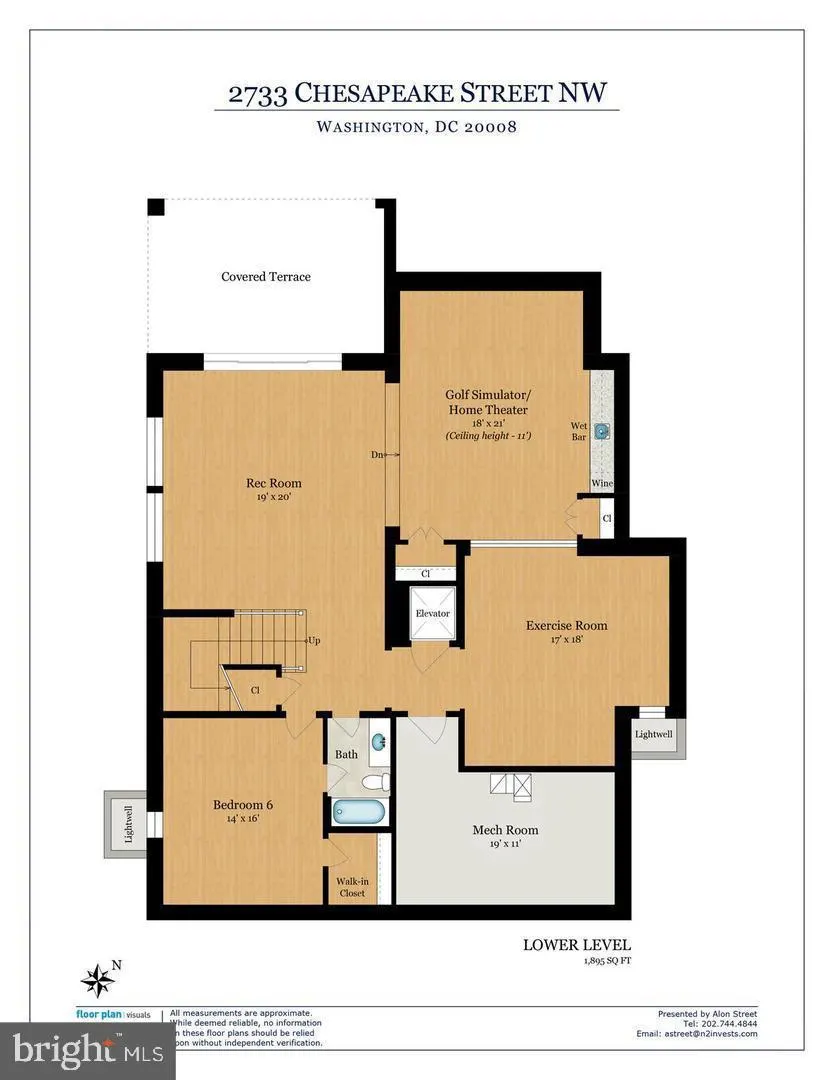 Lower level floor plan with recreation and exercise rooms