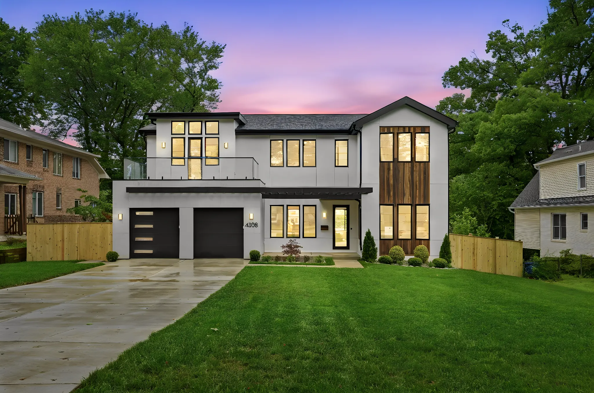 4308 Dresden St in Kensington at dusk, a Colonial build that cleared county and town review