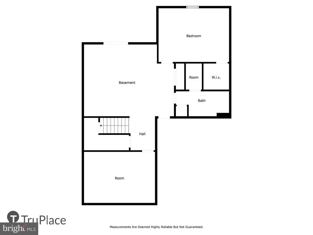 Basement and upper level floor plan with bedroom and bathroom
